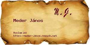 Meder János névjegykártya